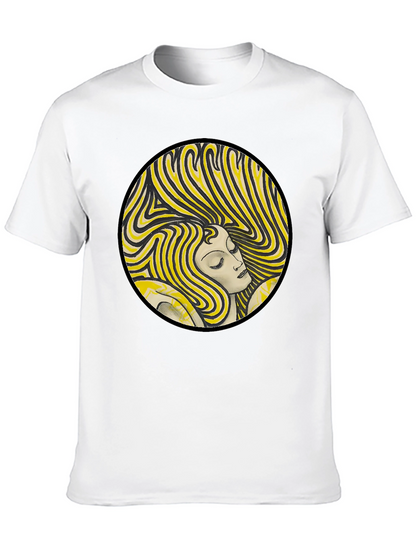 Retro Woman Graphic Print Black T-Shirt