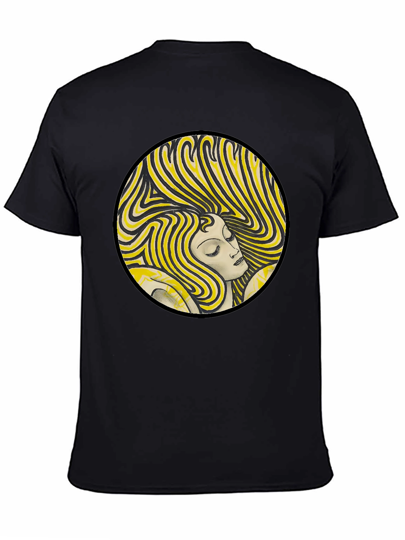 Retro Woman Graphic Print Black T-Shirt
