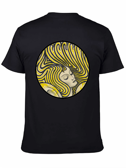 Retro Woman Graphic Print Black T-Shirt