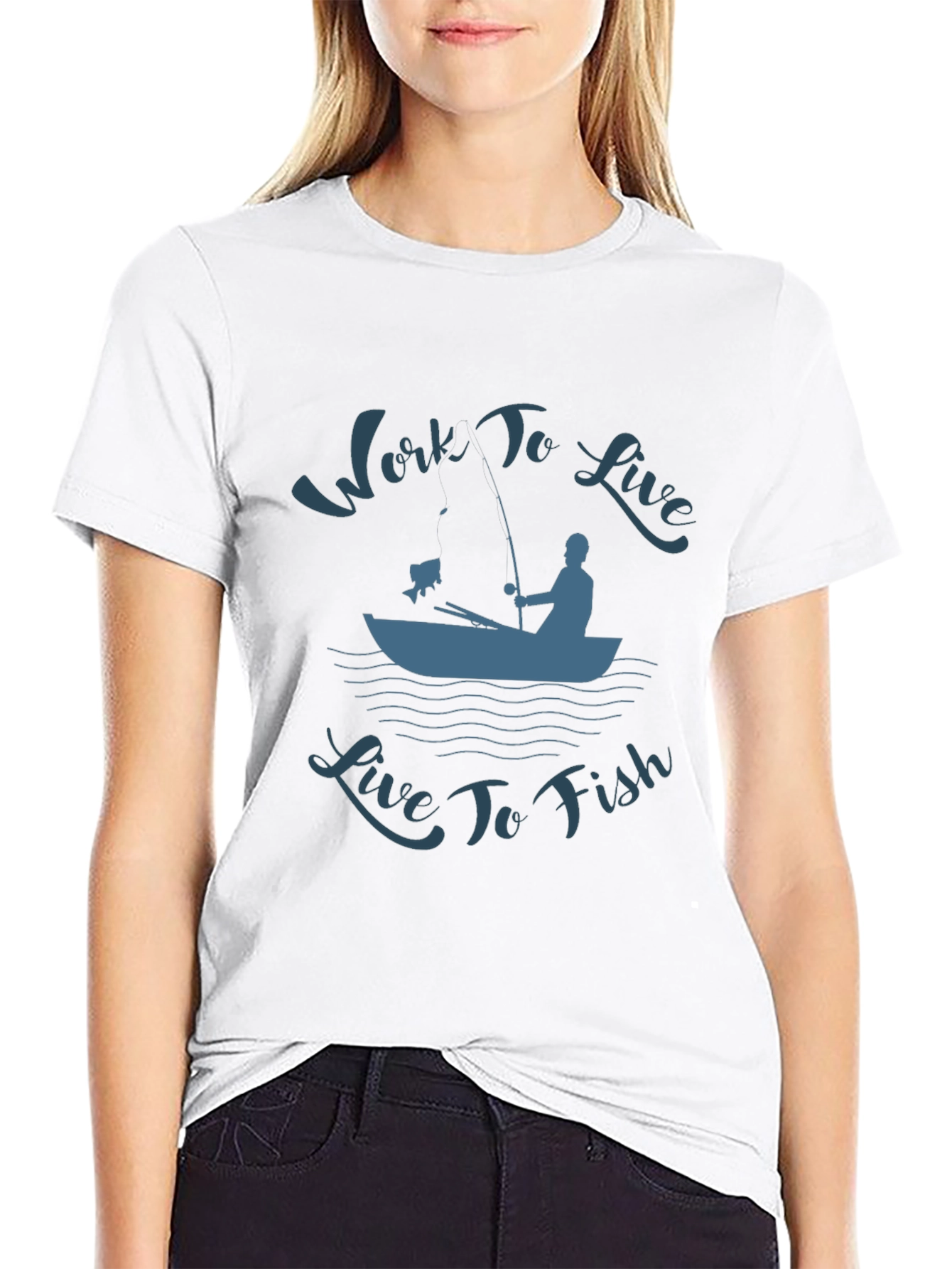 Work To Live Live To Fish Graphic T-Shirt