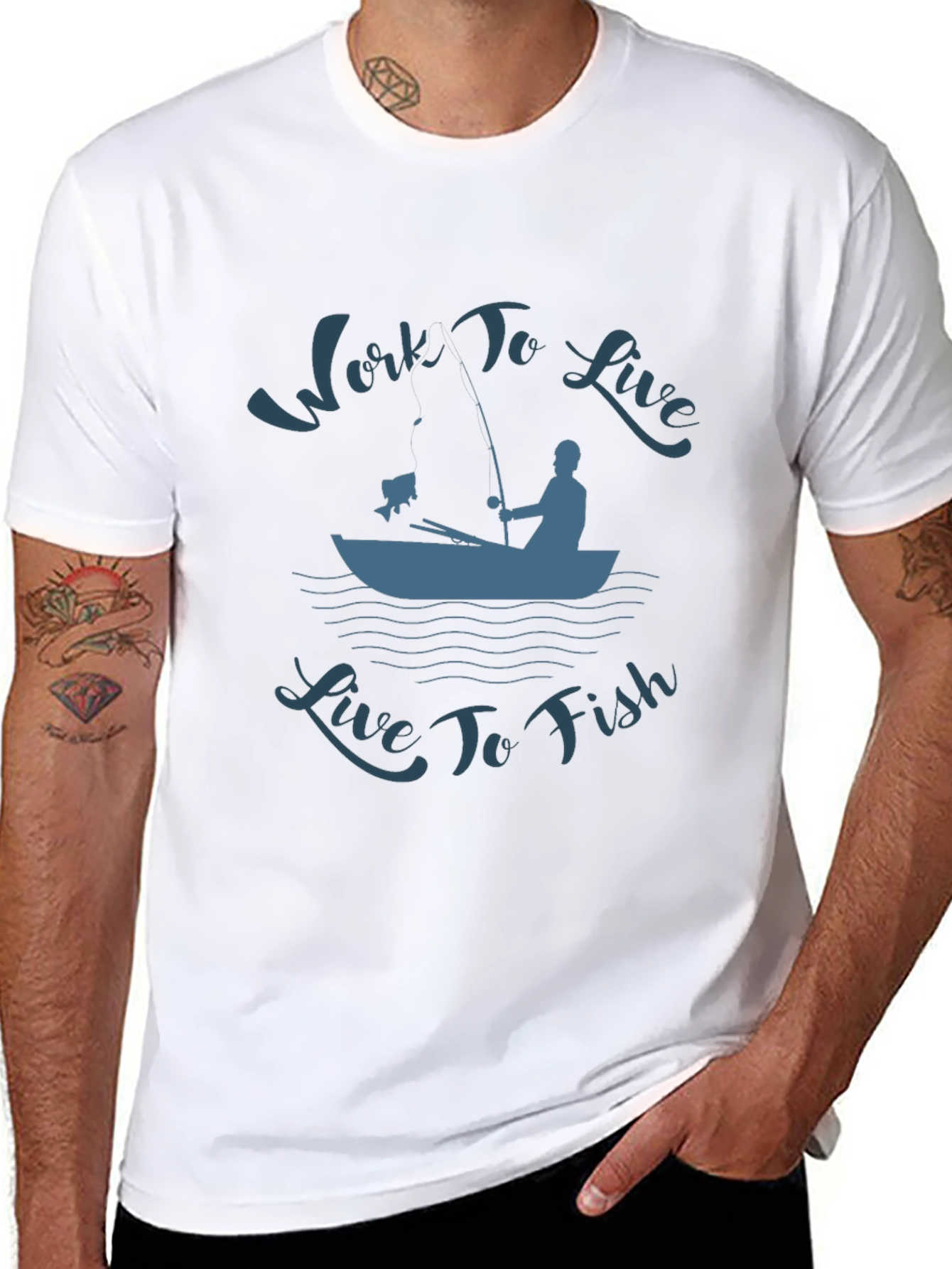 Work To Live Live To Fish Graphic T-Shirt