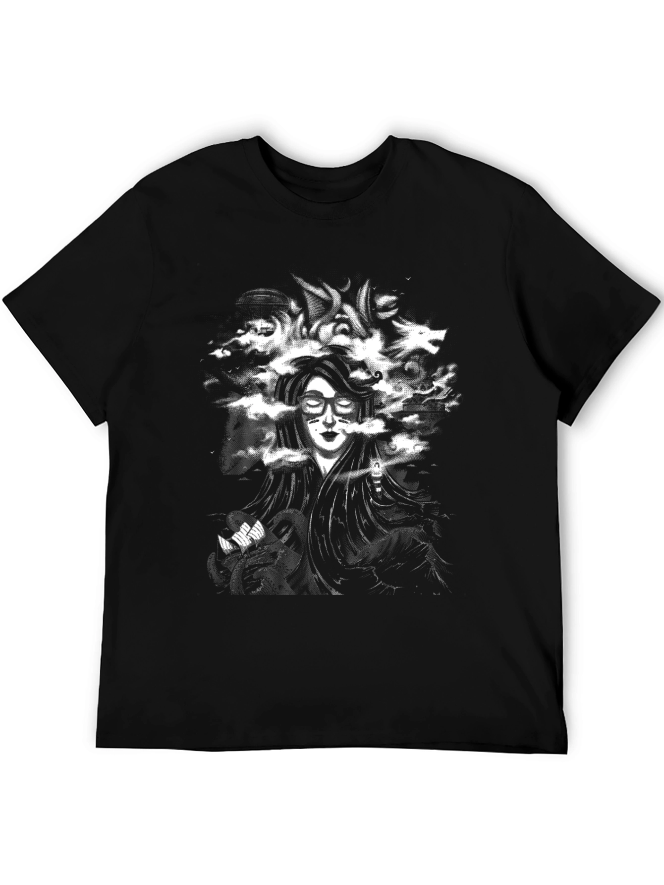Surreal Graphic Print Black T-Shirt