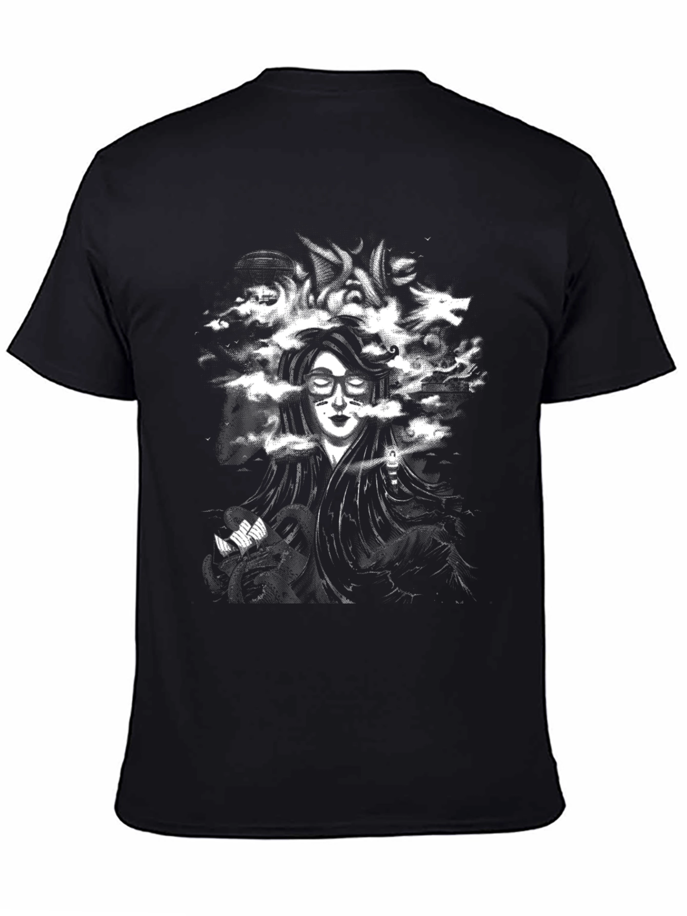 Surreal Graphic Print Black T-Shirt
