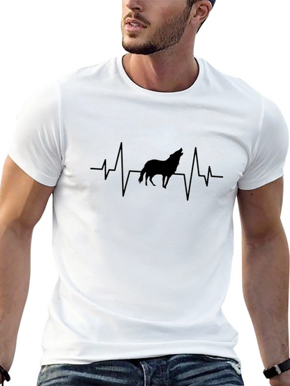 Wolf Heartbeat T-Shirt - Black Graphic Tee