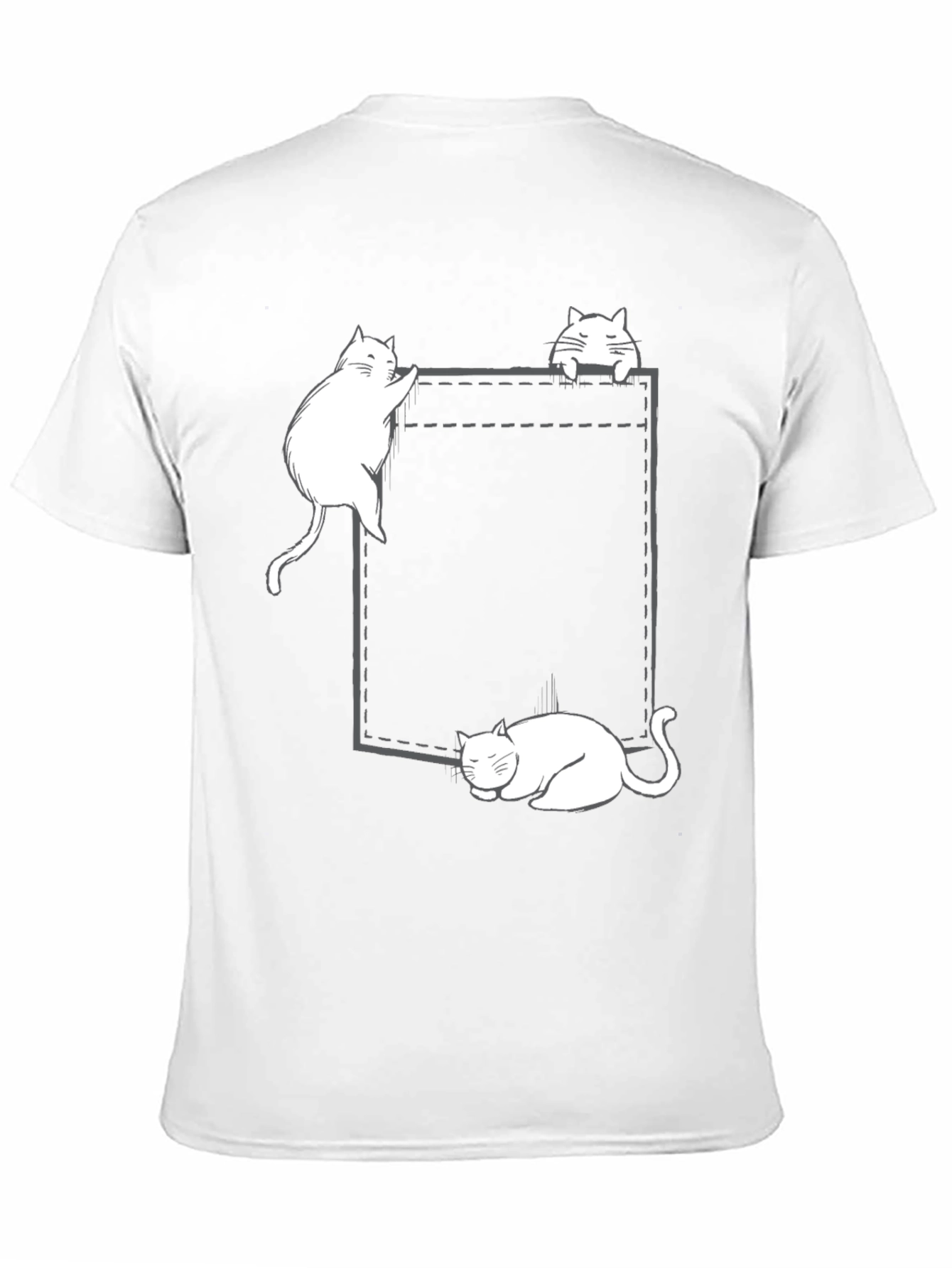 Cats in Pocket Graphic Tee - Black Cotton