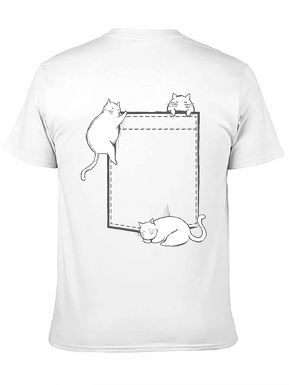 Cats in Pocket Graphic Tee - Black Cotton