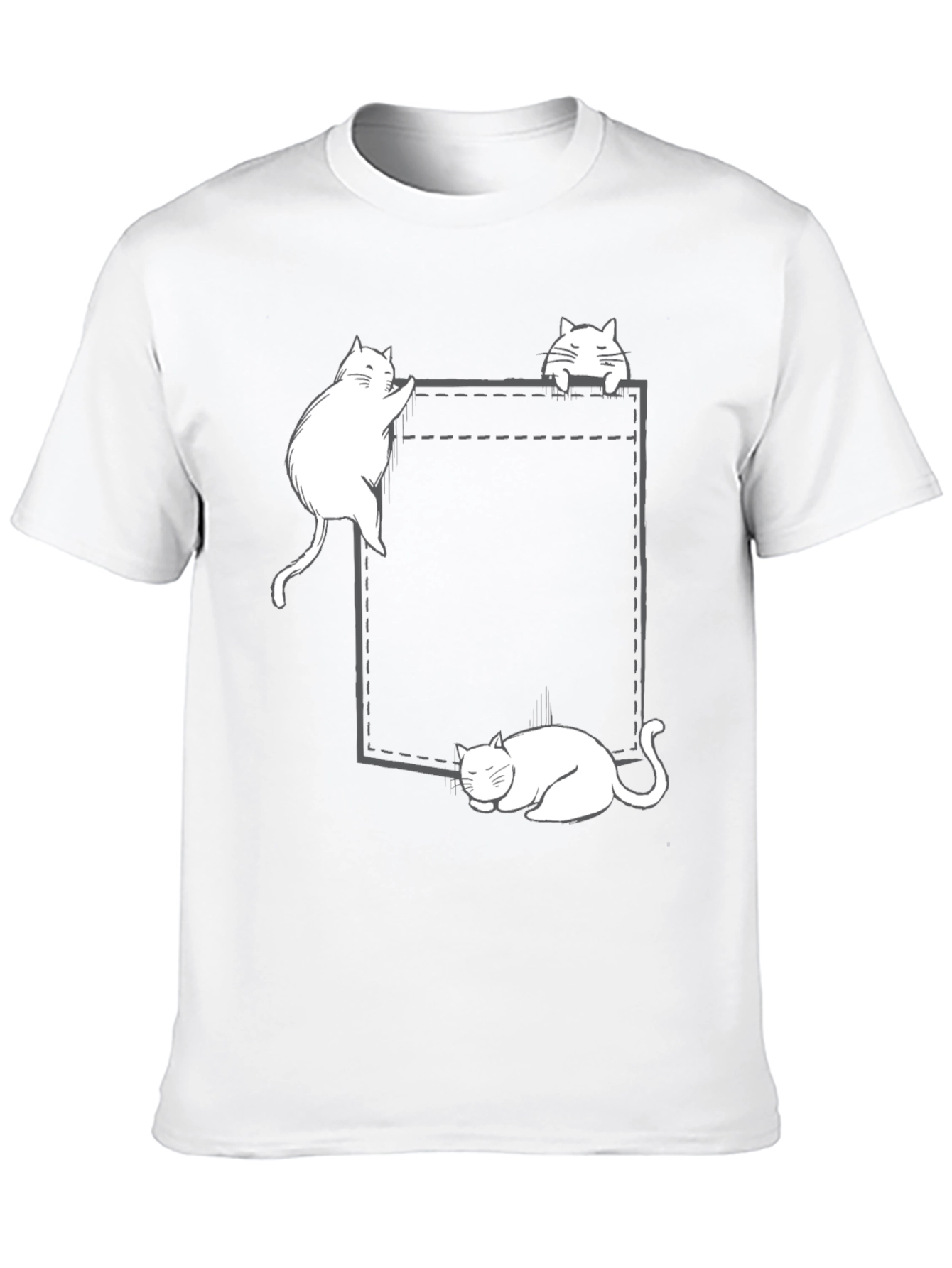 Cats in Pocket Graphic Tee - Black Cotton