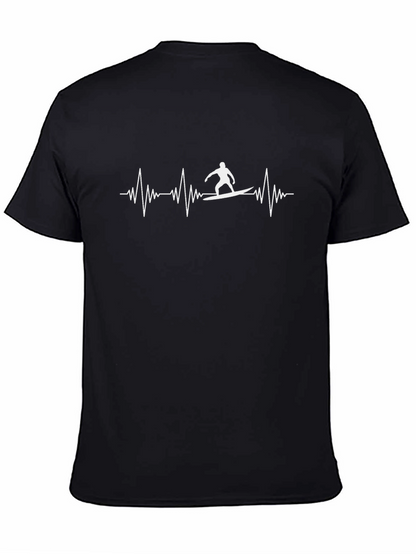 Surfing Heartbeat Black T-Shirt