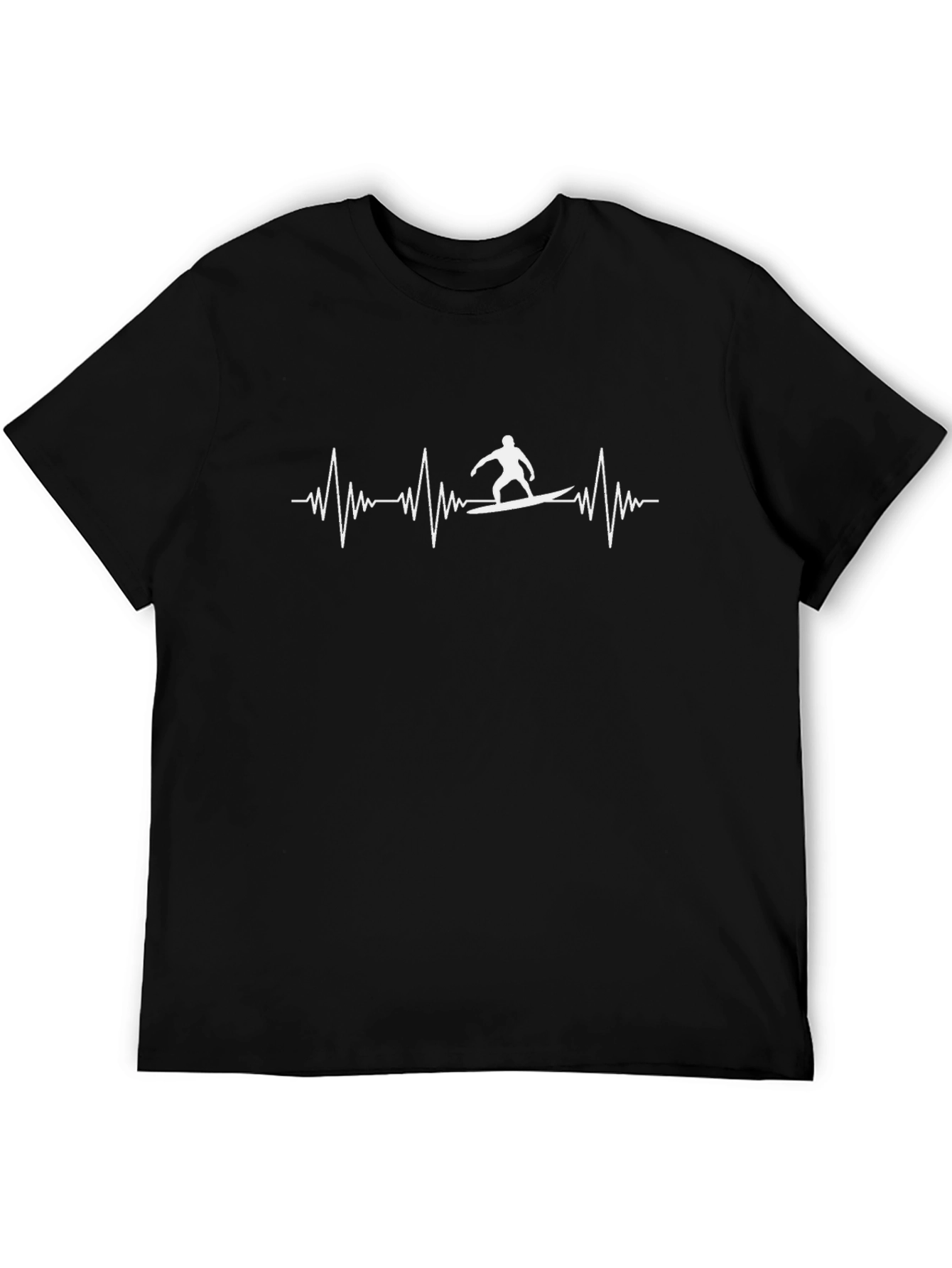 Surfing Heartbeat Black T-Shirt