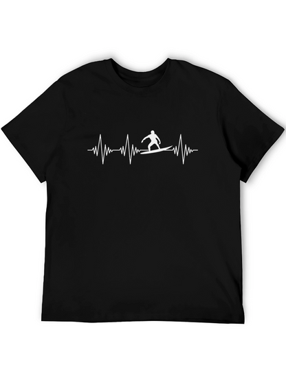 Surfing Heartbeat Black T-Shirt