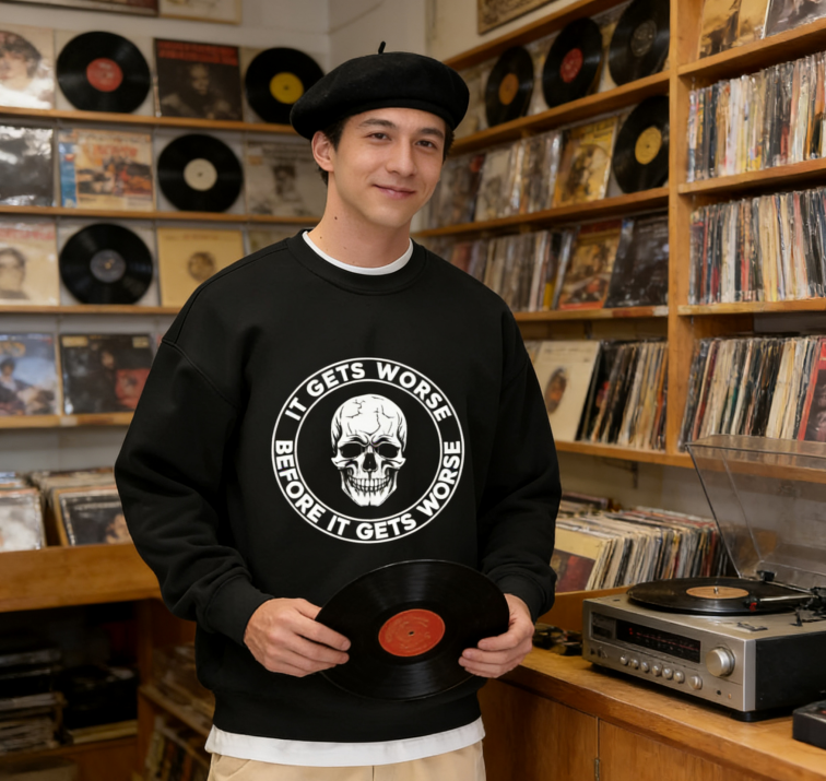 Gothic Skull Humor Statement Sweatshirt