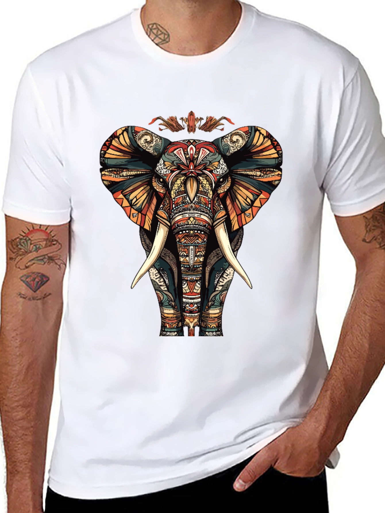 Ornate Elephant Graphic Tee - Unique Design