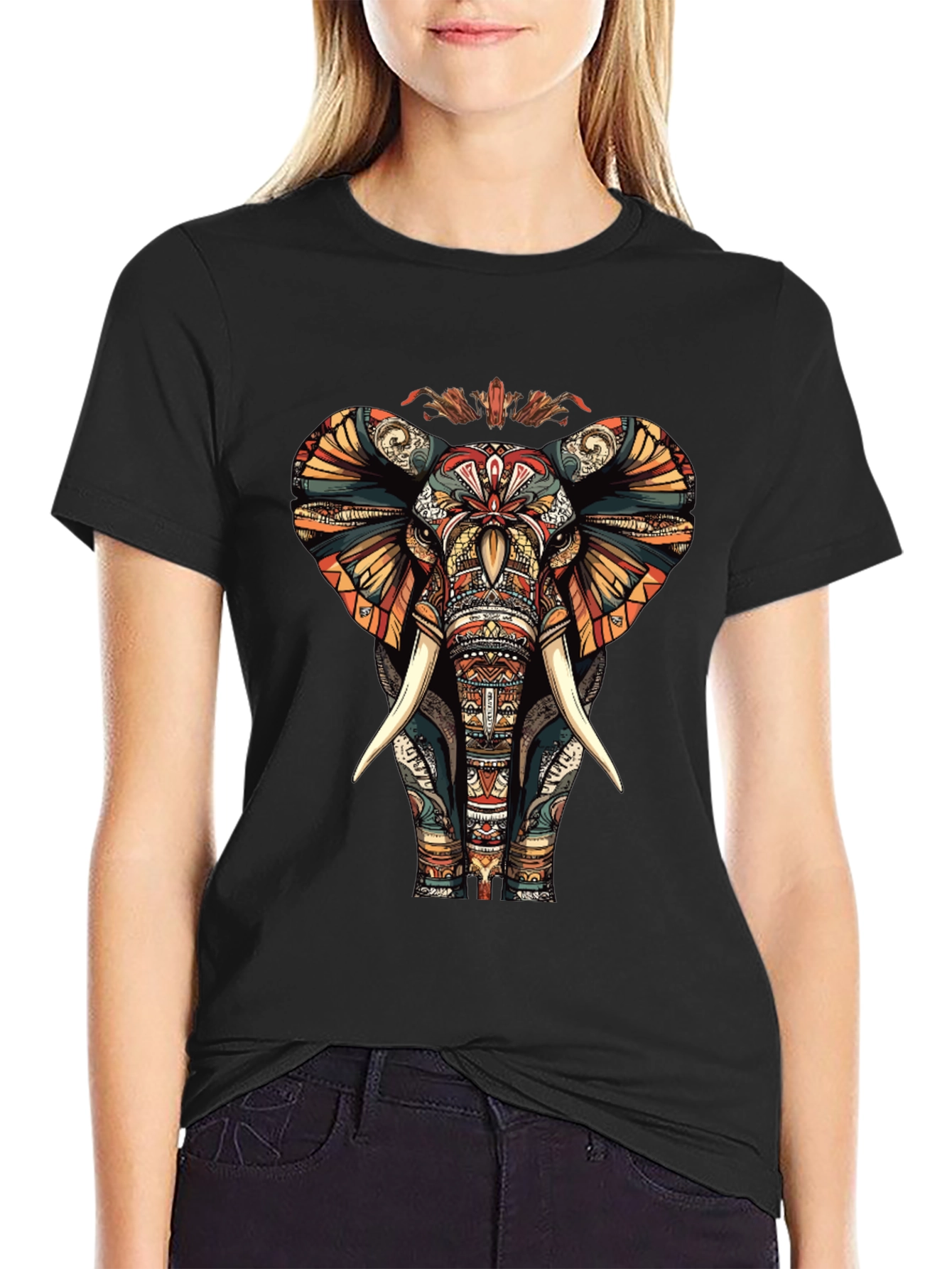 Ornate Elephant Graphic Tee - Unique Design