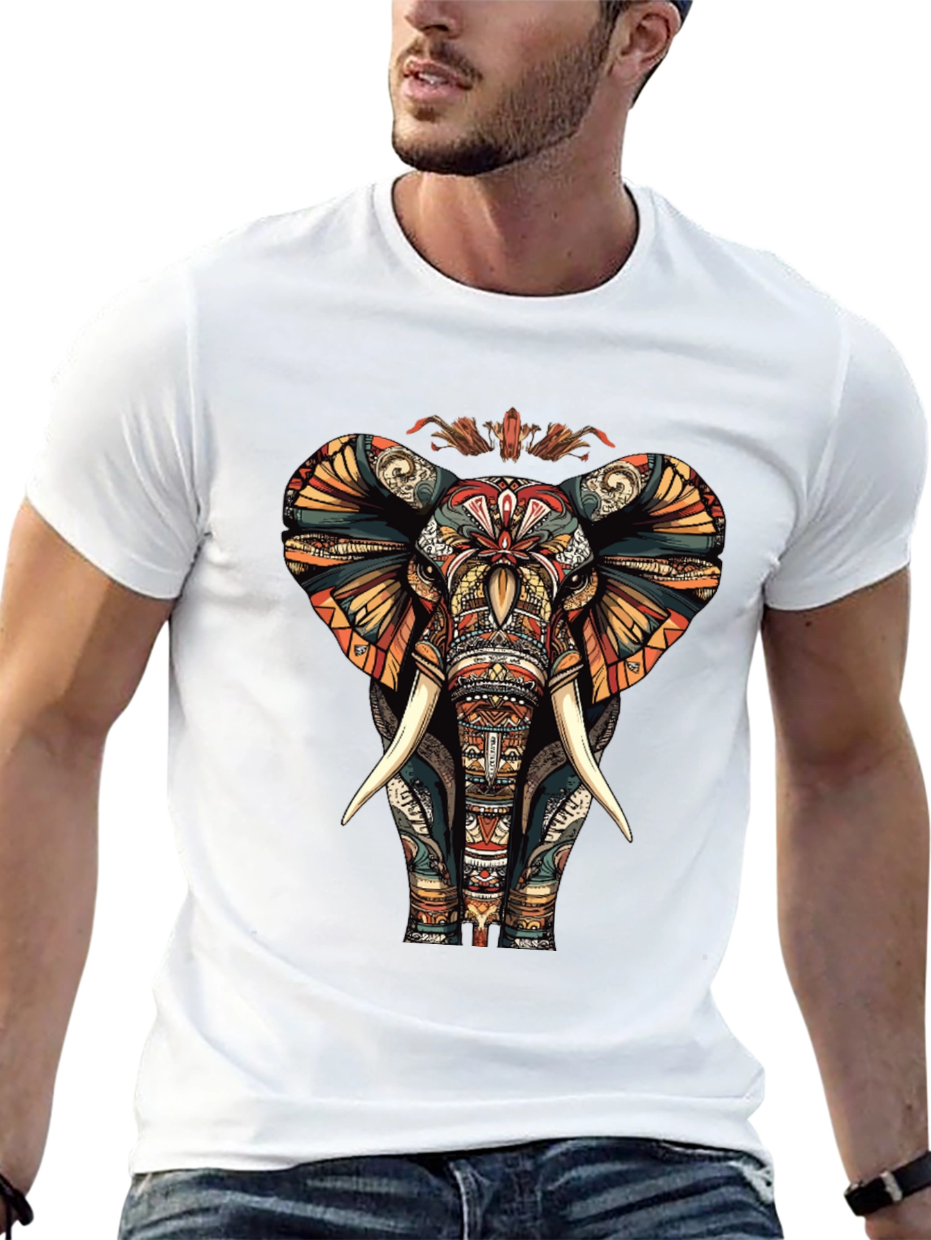 Ornate Elephant Graphic Tee - Unique Design