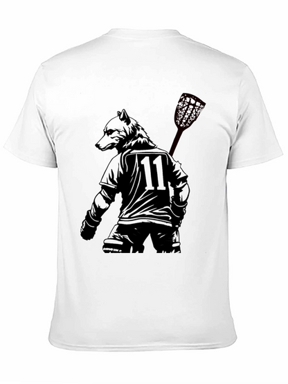 Lacrosse Wolf Player Black Graphic Tee
