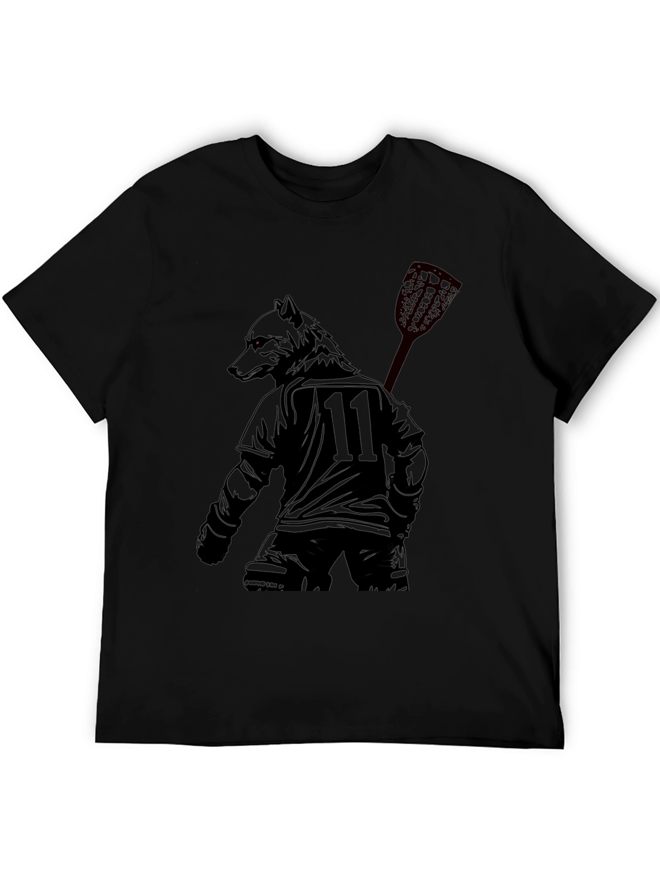 Lacrosse Wolf Player Black Graphic Tee