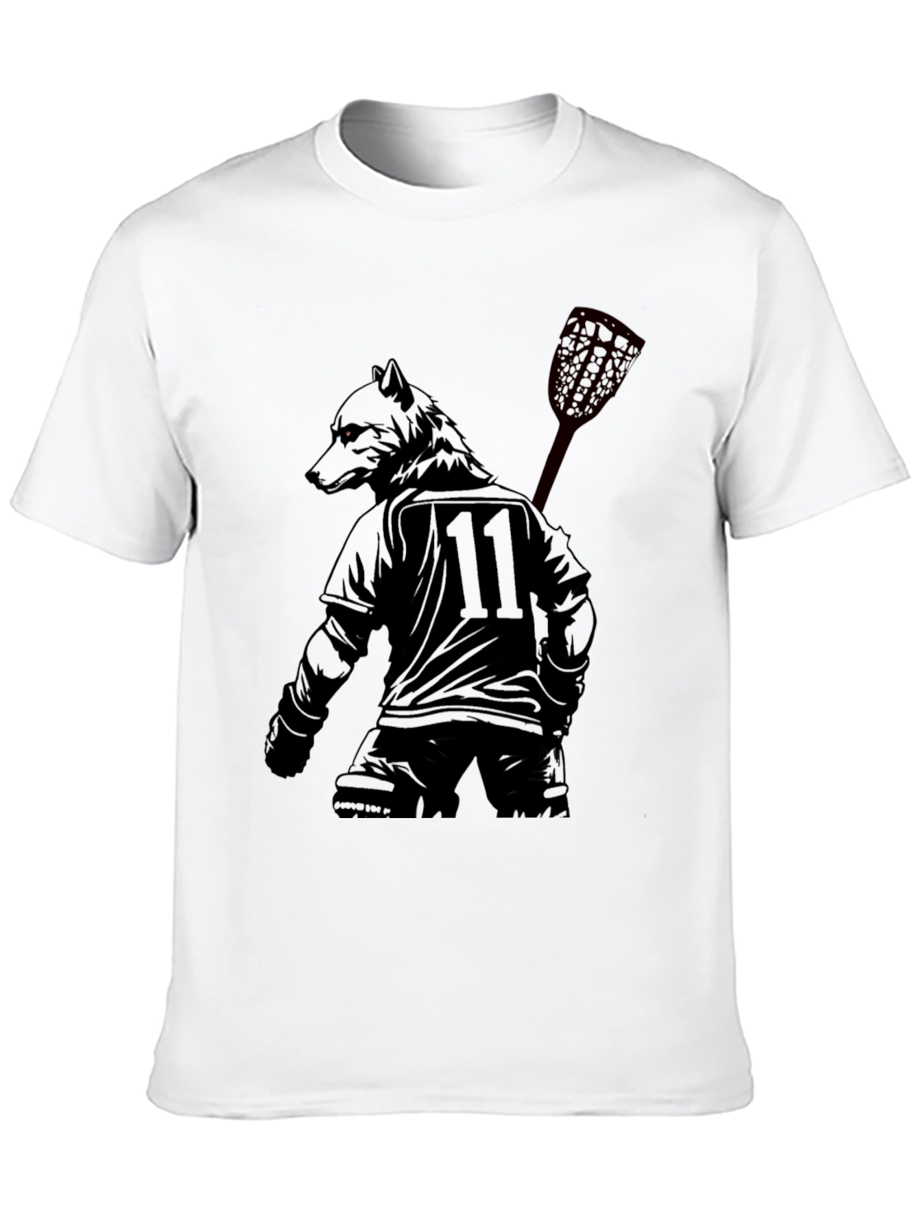 Lacrosse Wolf Player Black Graphic Tee