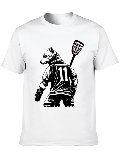 Lacrosse Wolf Player Black Graphic Tee