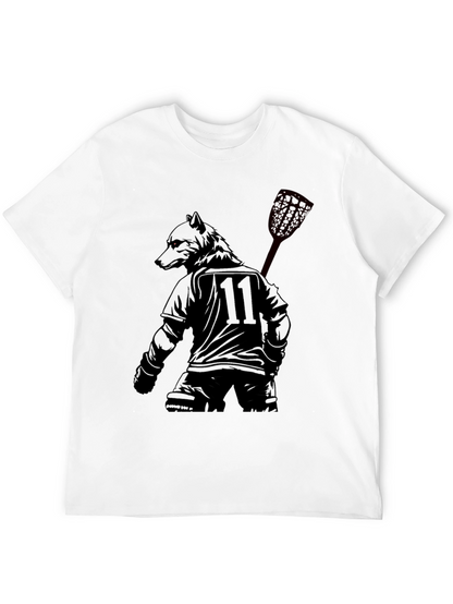 Lacrosse Wolf Player Black Graphic Tee