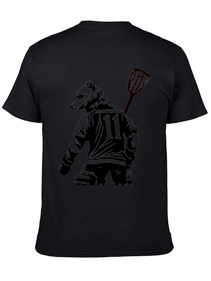 Lacrosse Wolf Player Black Graphic Tee
