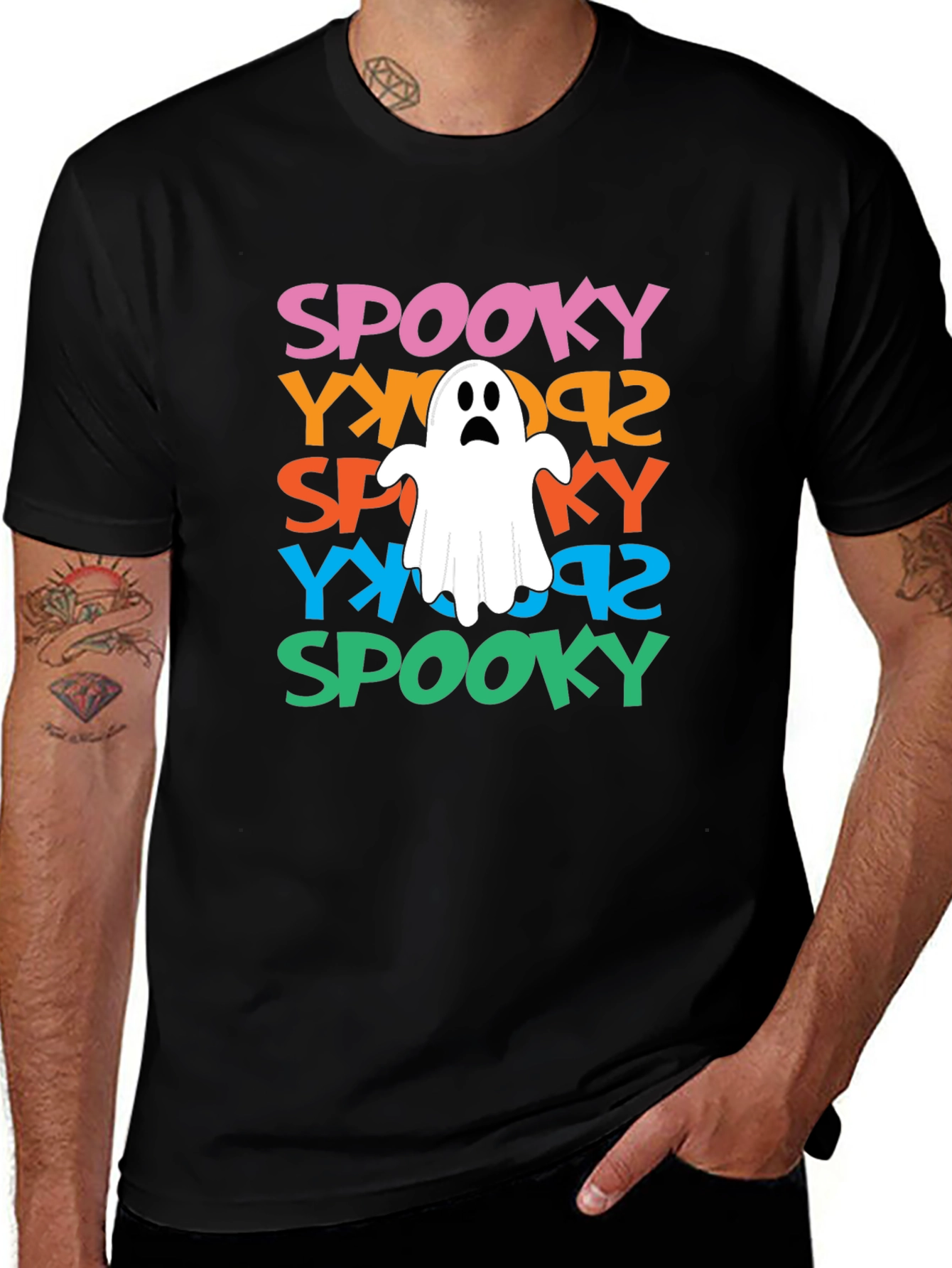 Spooky Ghost Graphic Tee - Halloween Fun!