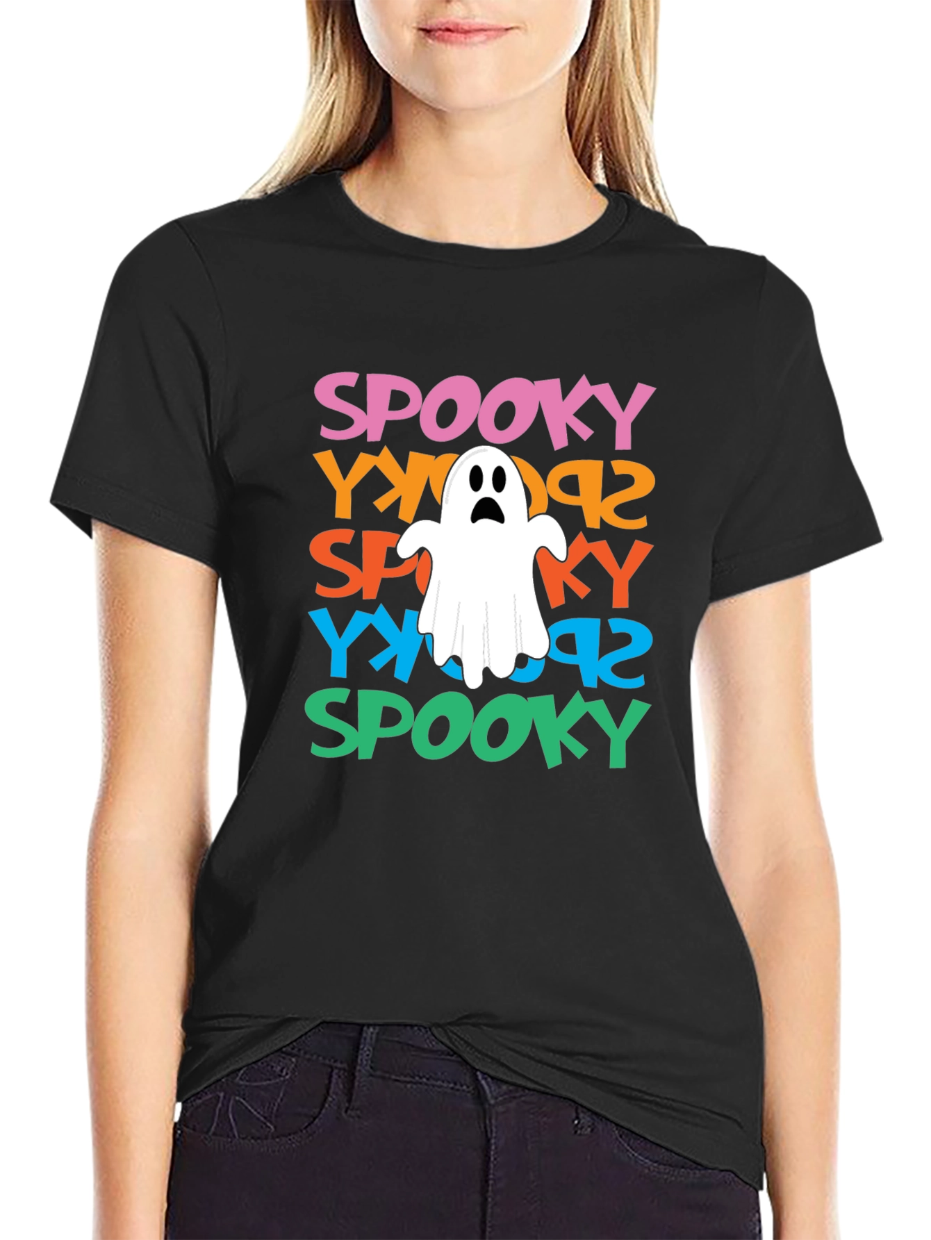 Spooky Ghost Graphic Tee - Halloween Fun!