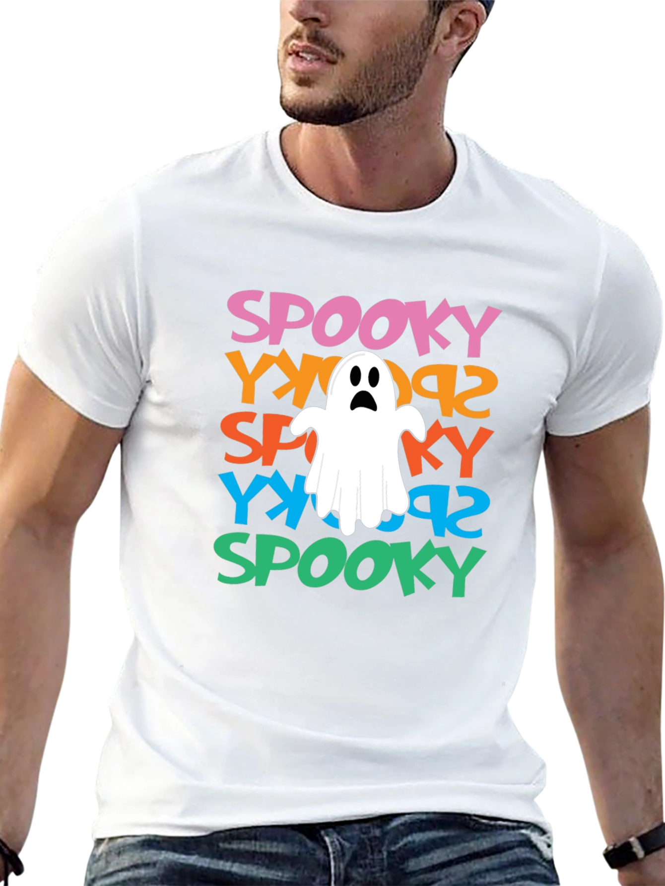 Spooky Ghost Graphic Tee - Halloween Fun!