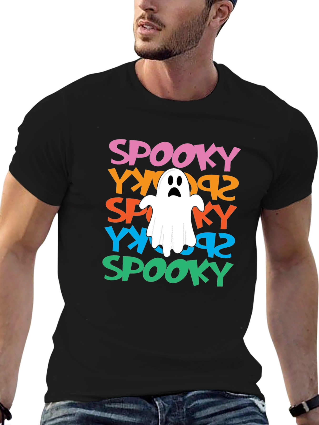 Spooky Ghost Graphic Tee - Halloween Fun!