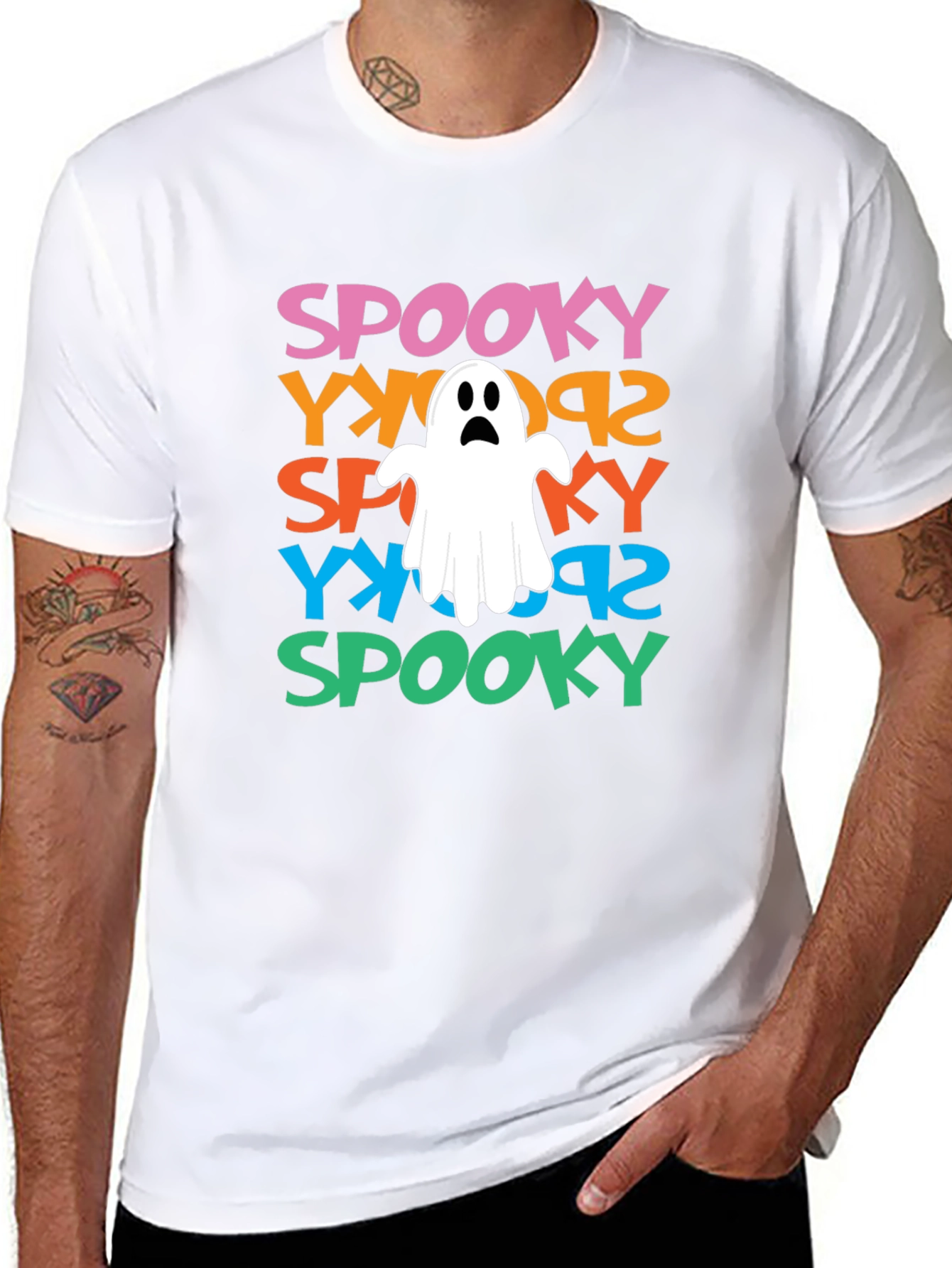 Spooky Ghost Graphic Tee - Halloween Fun!