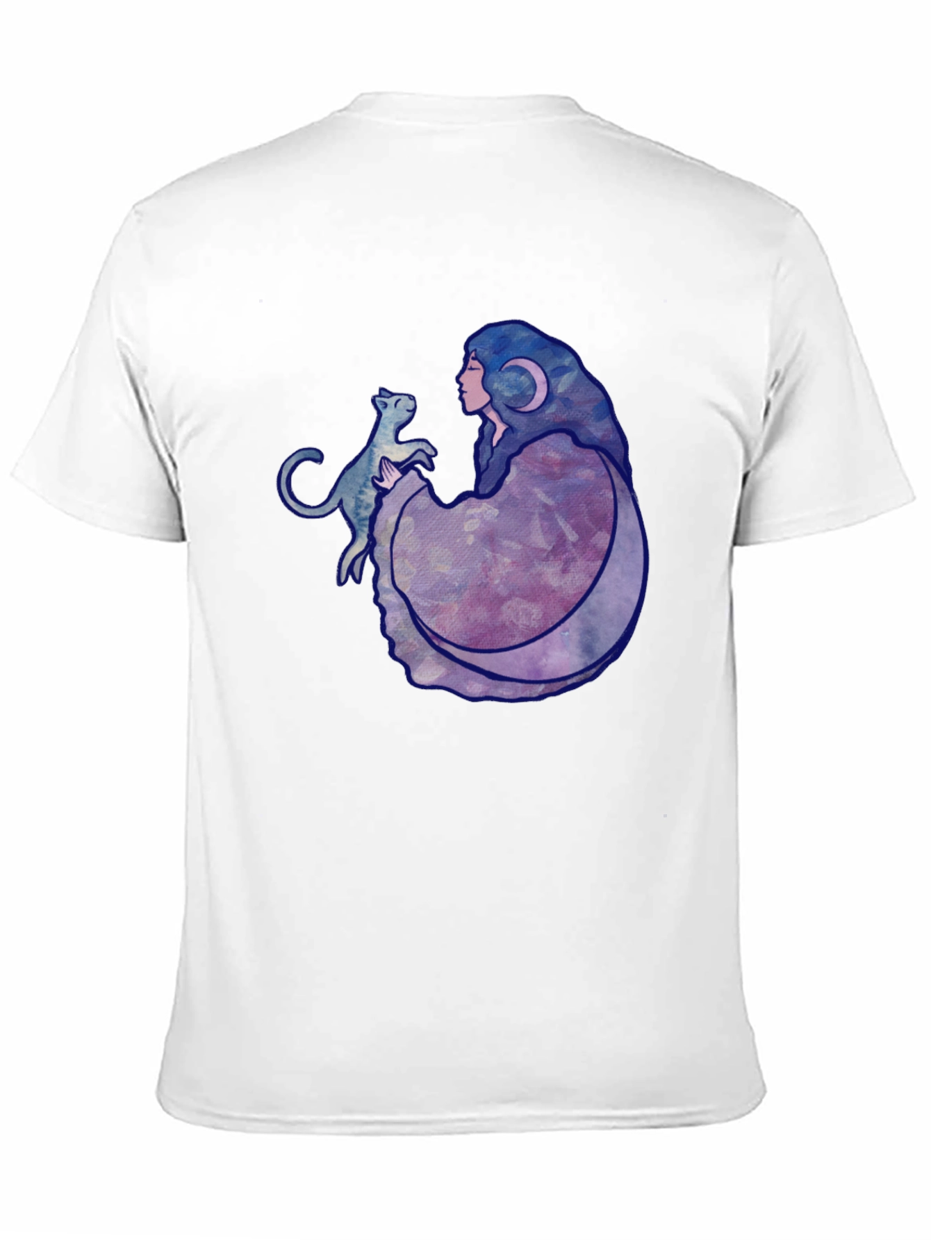 Moon Goddess Cat Graphic Black T-Shirt
