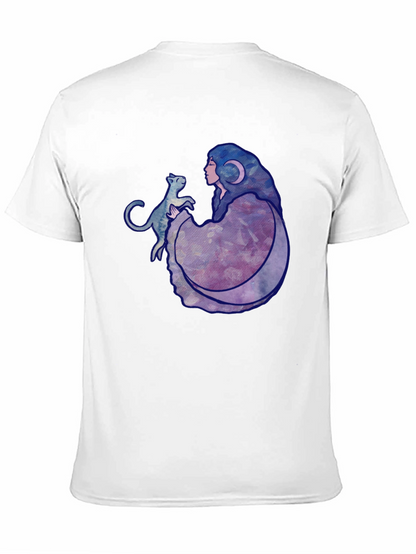 Moon Goddess Cat Graphic Black T-Shirt