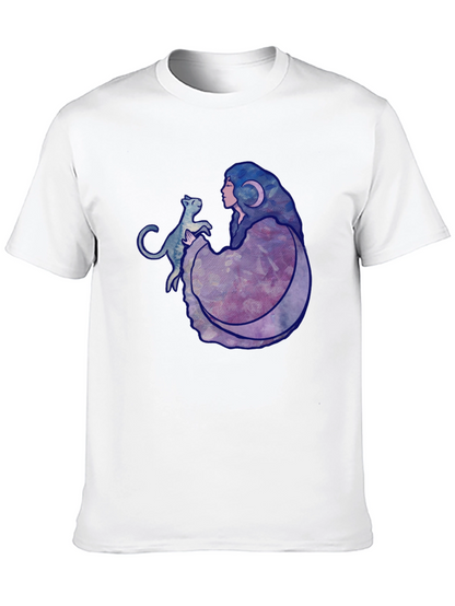 Moon Goddess Cat Graphic Black T-Shirt