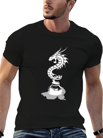 Dragon Inkwell Graphic Tee - Black Cotton Blend