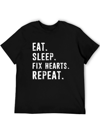 Eat Sleep Fix Hearts Repeat Black T-Shirt