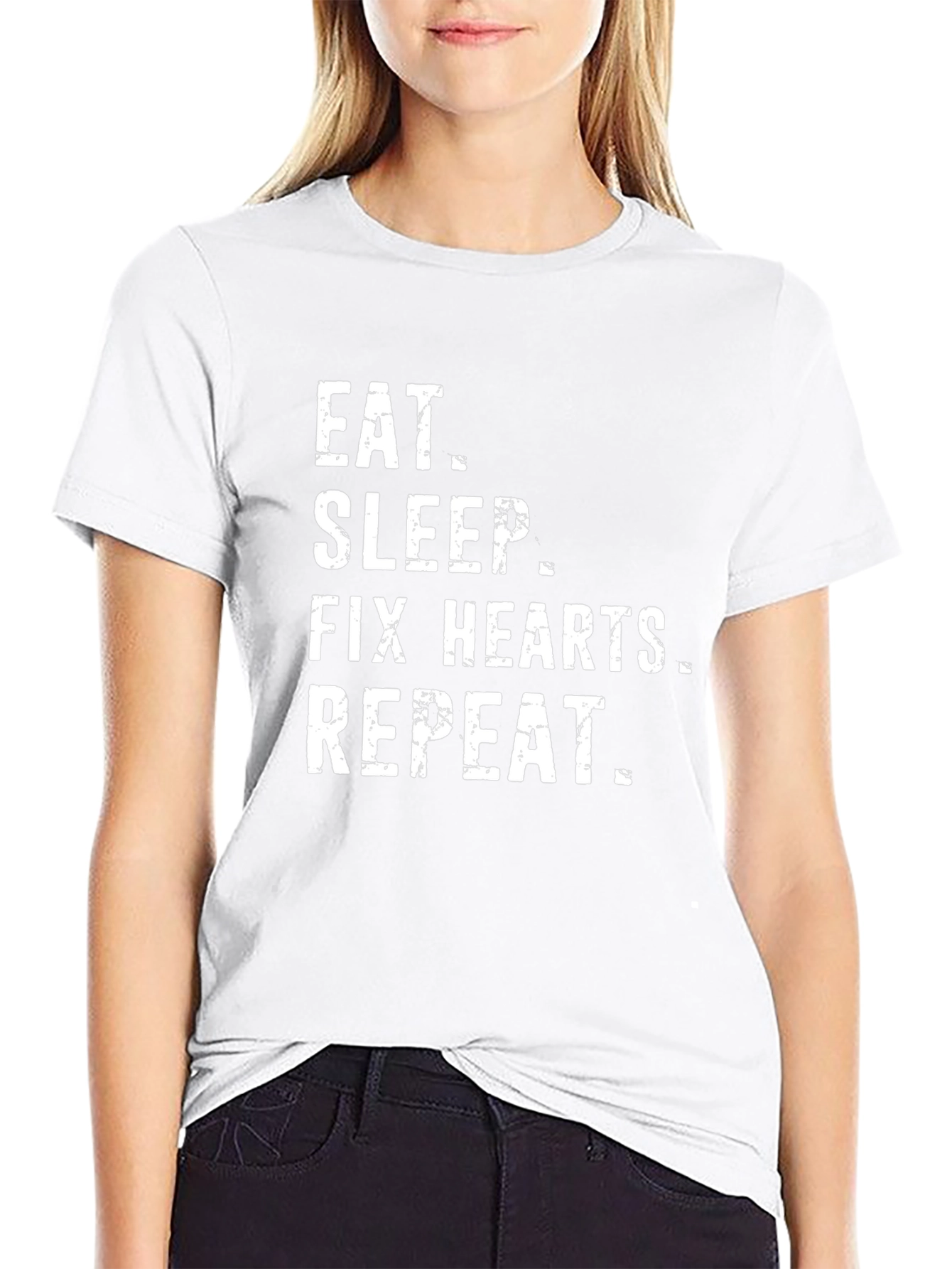 Eat Sleep Fix Hearts Repeat Black T-Shirt