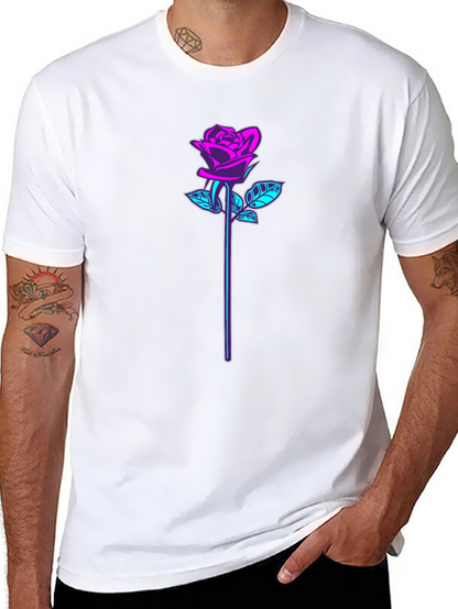 Neon Rose Graphic Black T-Shirt