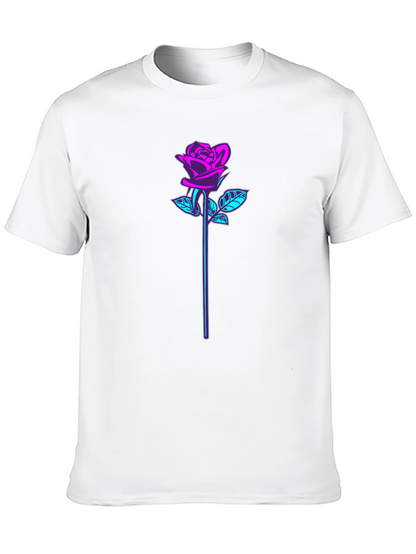 Neon Rose Graphic Black T-Shirt