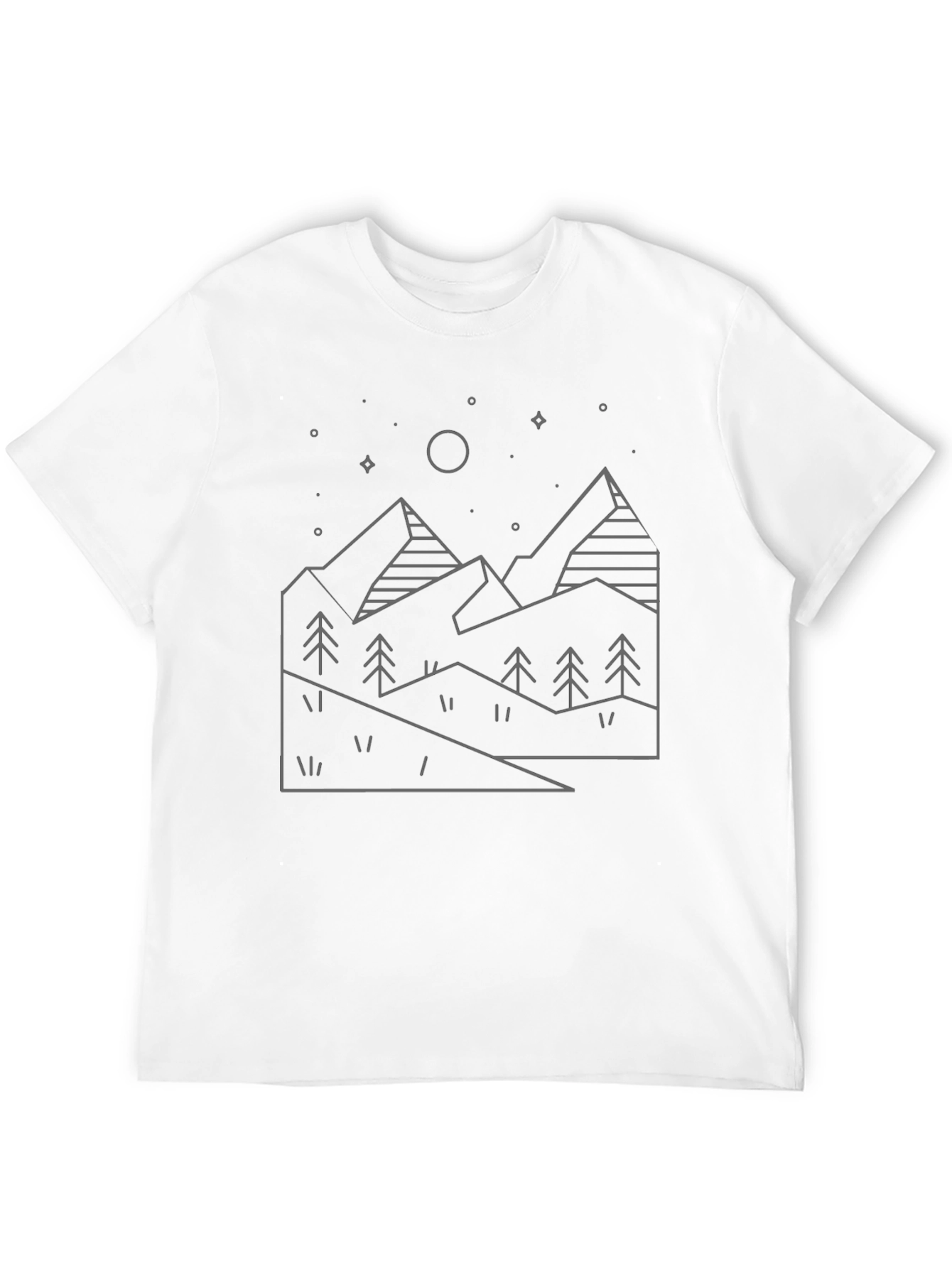 Minimalist Mountain Line Art Black T-Shirt