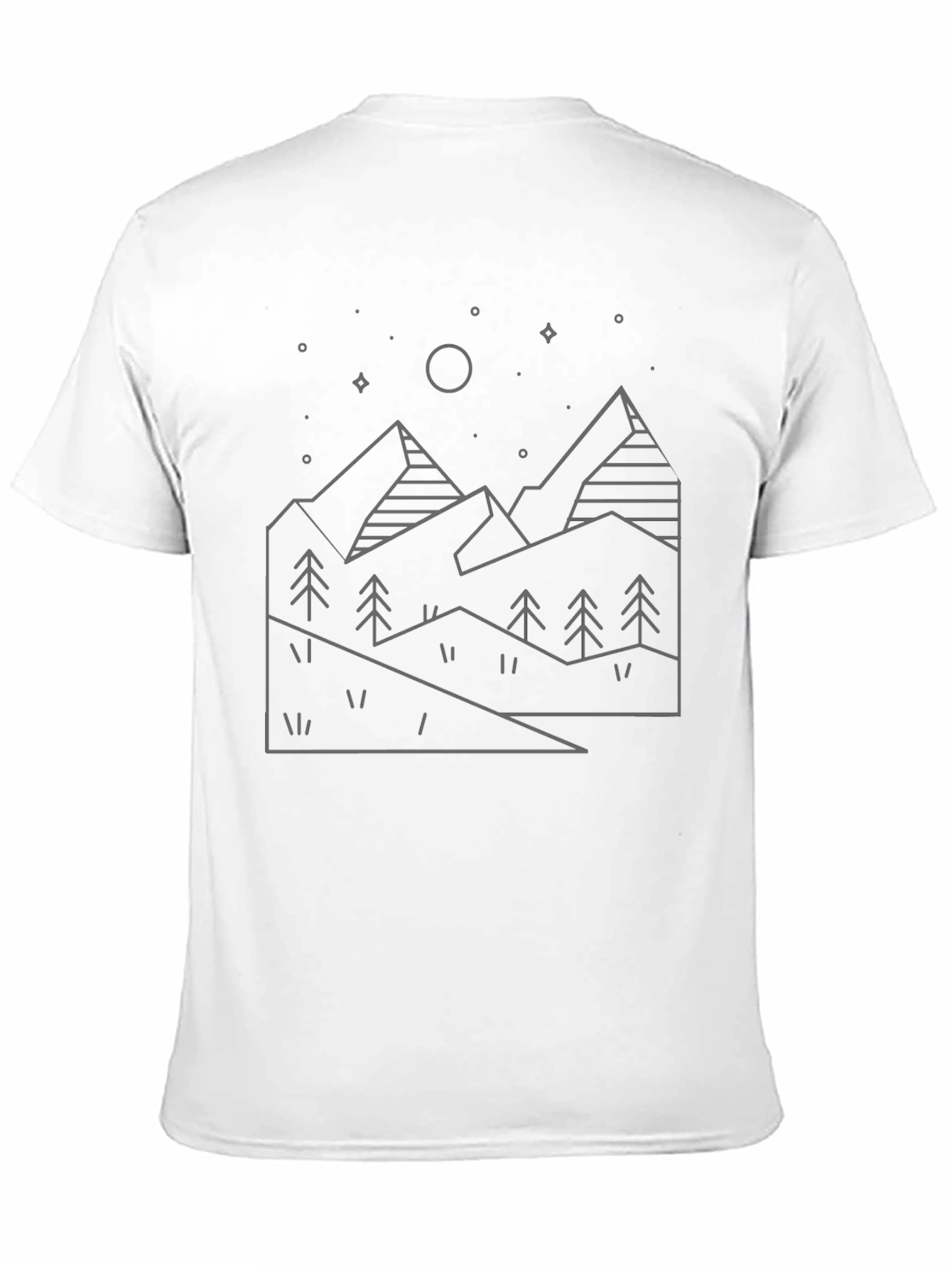 Minimalist Mountain Line Art Black T-Shirt