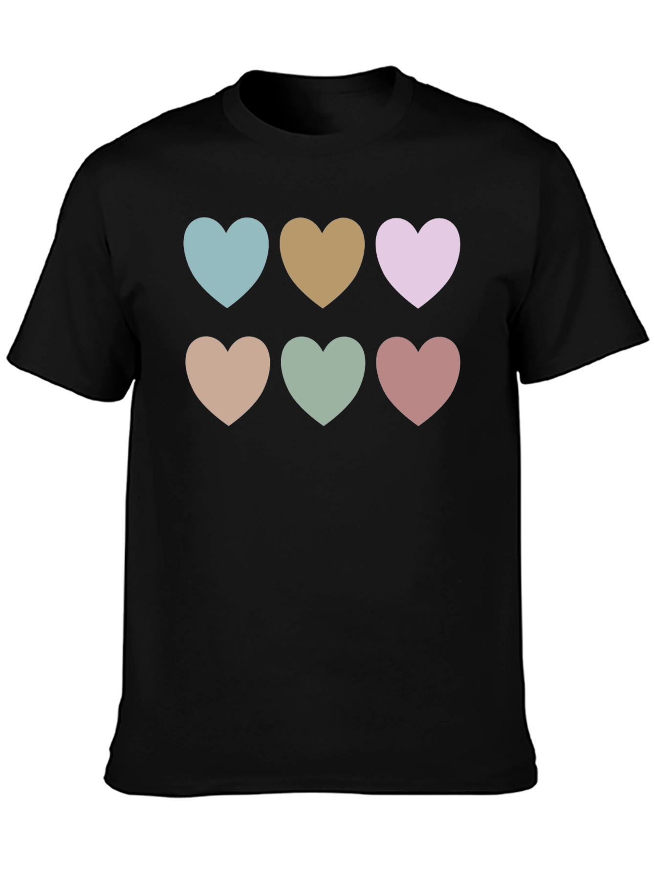 Heart Patterned Black T-Shirt