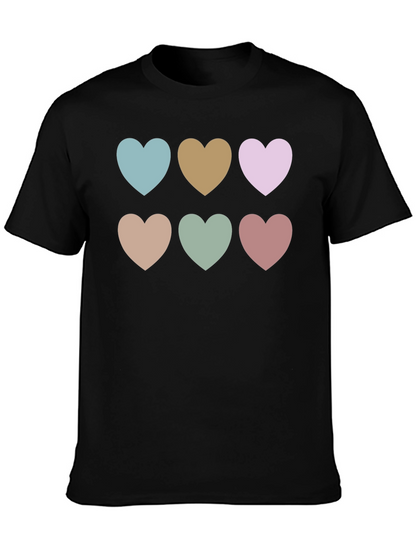 Heart Patterned Black T-Shirt