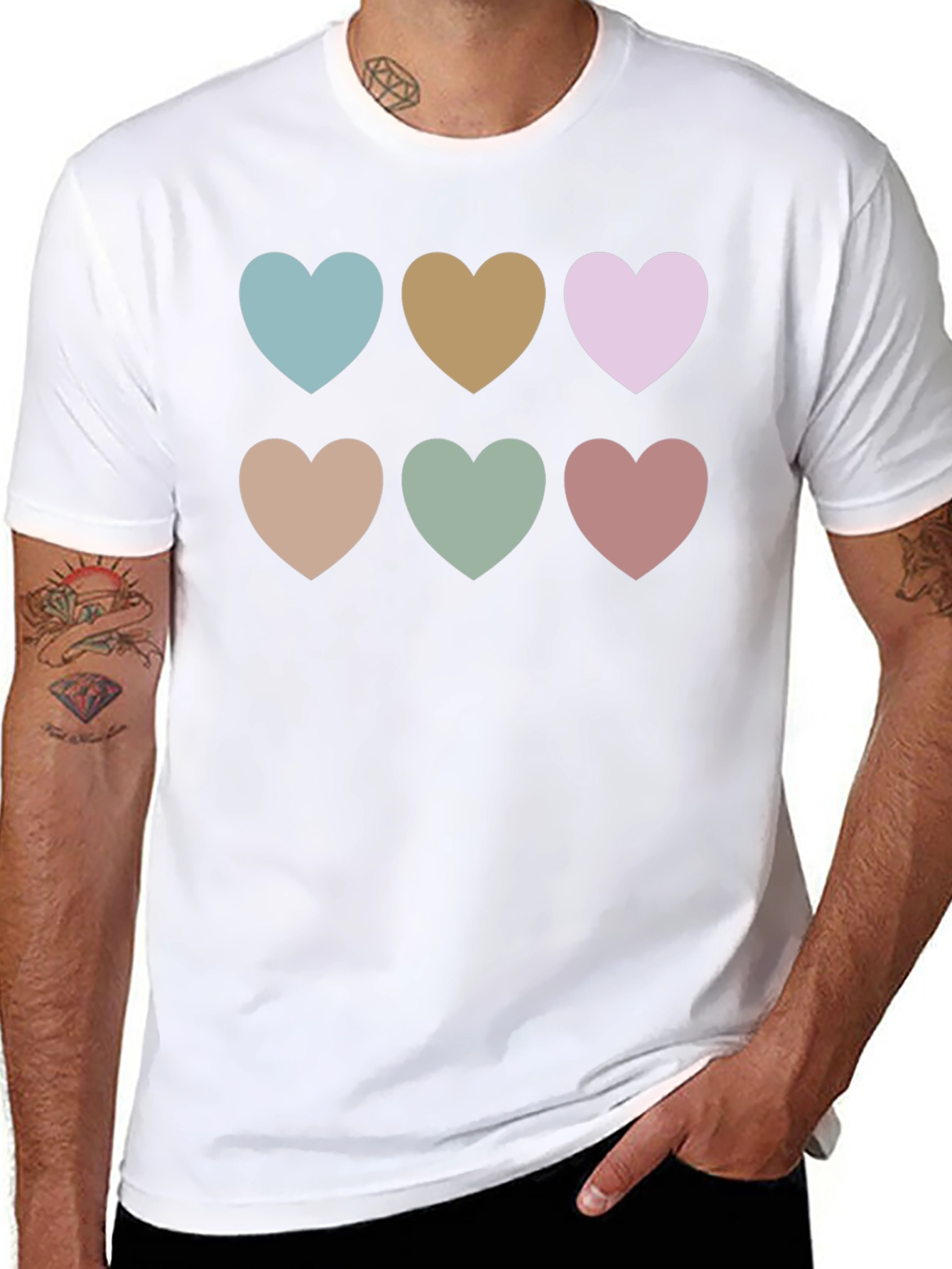 Heart Patterned Black T-Shirt