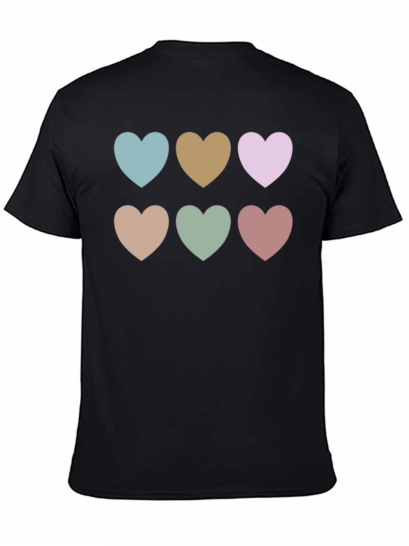 Heart Patterned Black T-Shirt