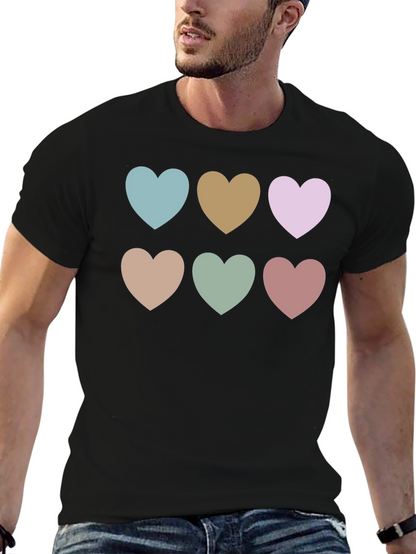 Heart Patterned Black T-Shirt