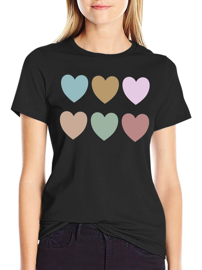 Heart Patterned Black T-Shirt
