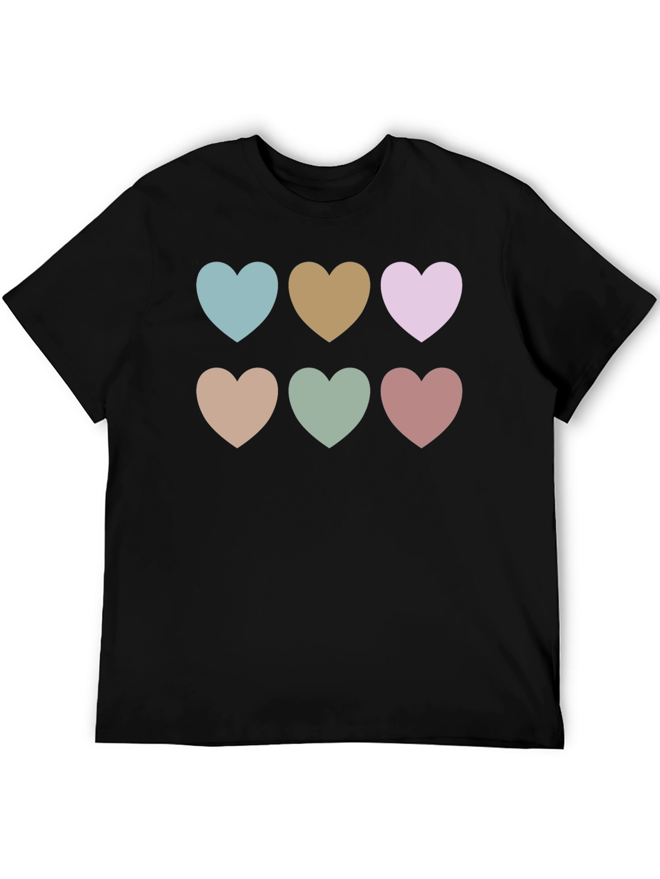 Heart Patterned Black T-Shirt