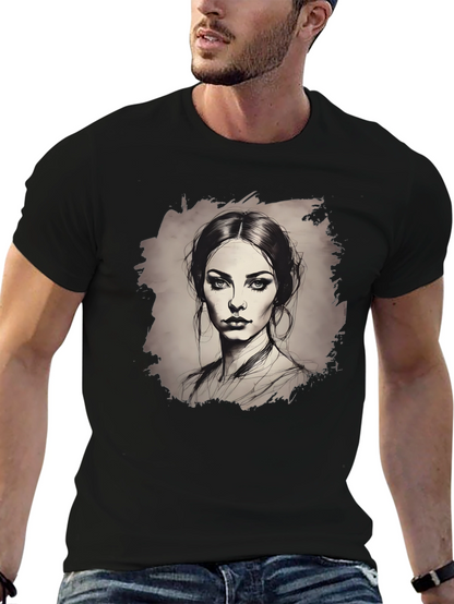 Woman Portrait Graphic Tee - Black