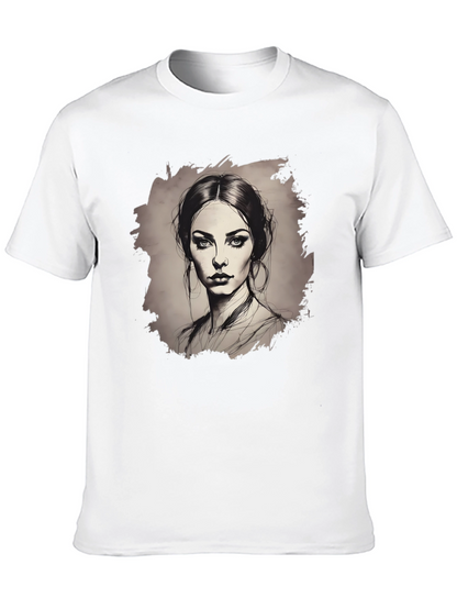 Woman Portrait Graphic Tee - Black