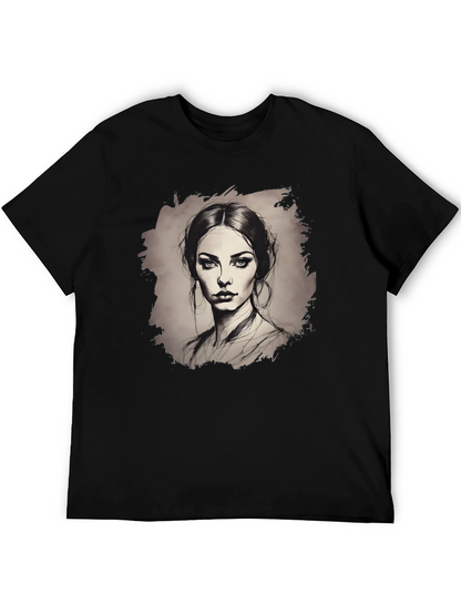 Woman Portrait Graphic Tee - Black
