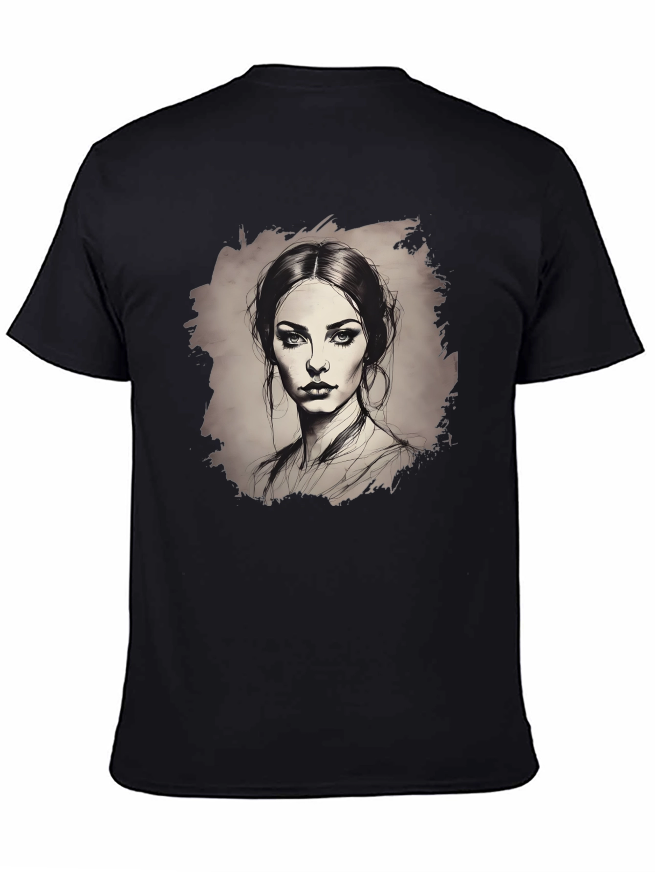 Woman Portrait Graphic Tee - Black